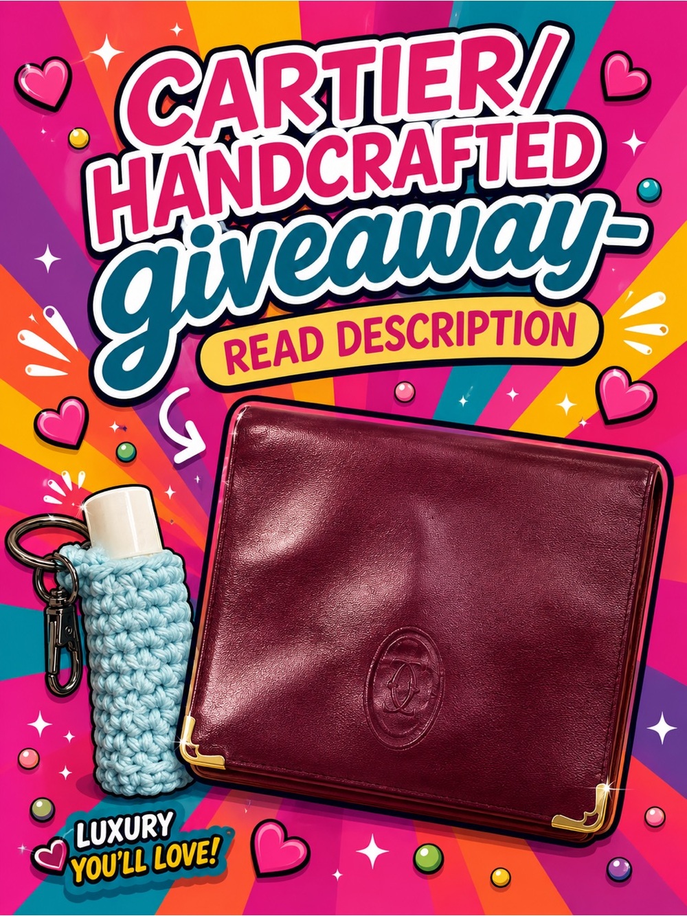 FREE Handmade Chapstick Holder + Vintage Cartier Bonus Gift *READ DESCRIPTION*